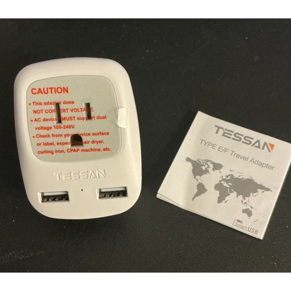TESSAN TRAVEL ADAPTER Electric Plug USB Charger Country Type E/F Germany NEW